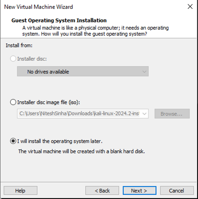 New Virtual Machine Wizard in VMWare Workstation