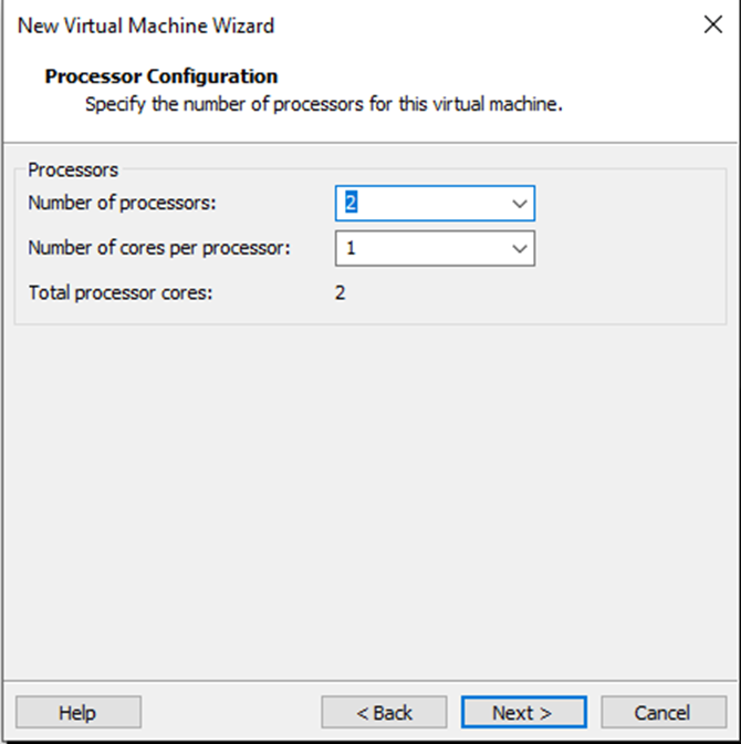 Processor Configuration in VMWare WorkStation