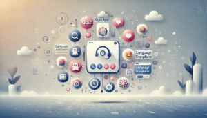 DALL·E 2025-03-28 19.08.52 - A minimalistic, wide-format digital illustration representing an interactive web application platform. The design features floating icons of various a