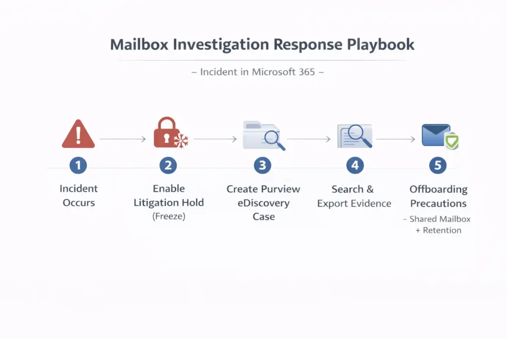 Microsoft 365 mailbox investigation response playbook: Litigation Hold and eDiscovery steps